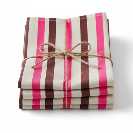 Hand-Painted Stripe print Linen Table Placemats Set of 2