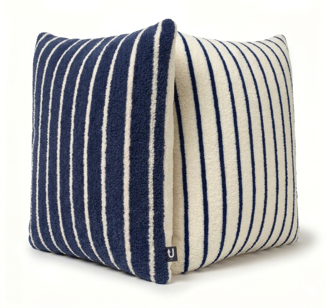 Large Indoor Outdoor Terry Striped Cushion | Water-Resistant Garden & Pool Pillow