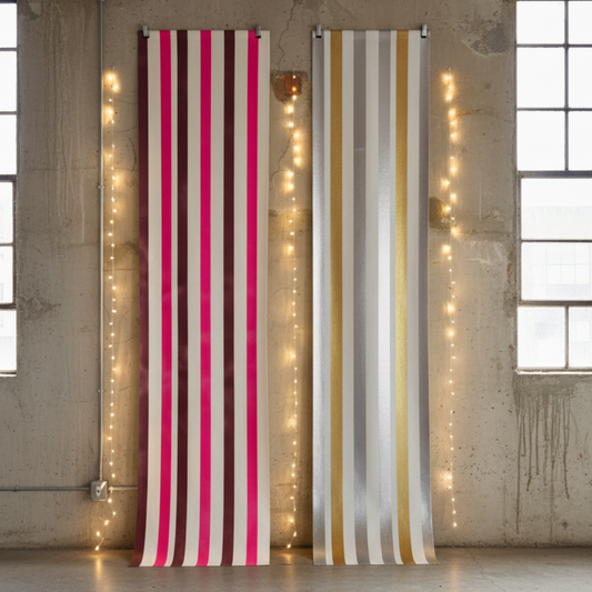 Hand-Painted Stripe print sustainable Linen Table Runner