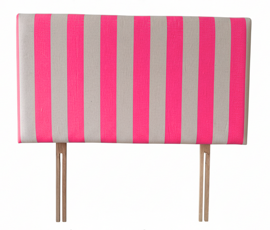 Hand-painted Upholstered Linen Headboard in Stripe print Single size