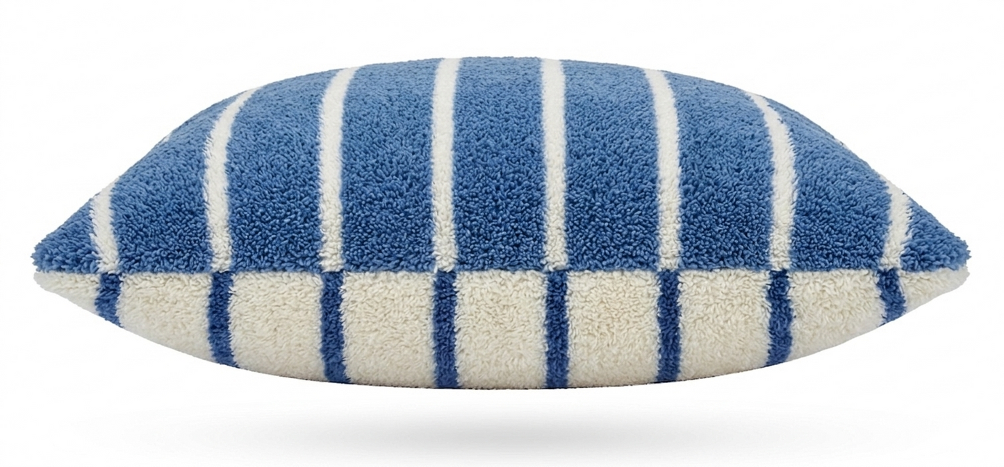 Large Indoor Outdoor Terry Striped Cushion | Water-Resistant Garden & Pool Pillow