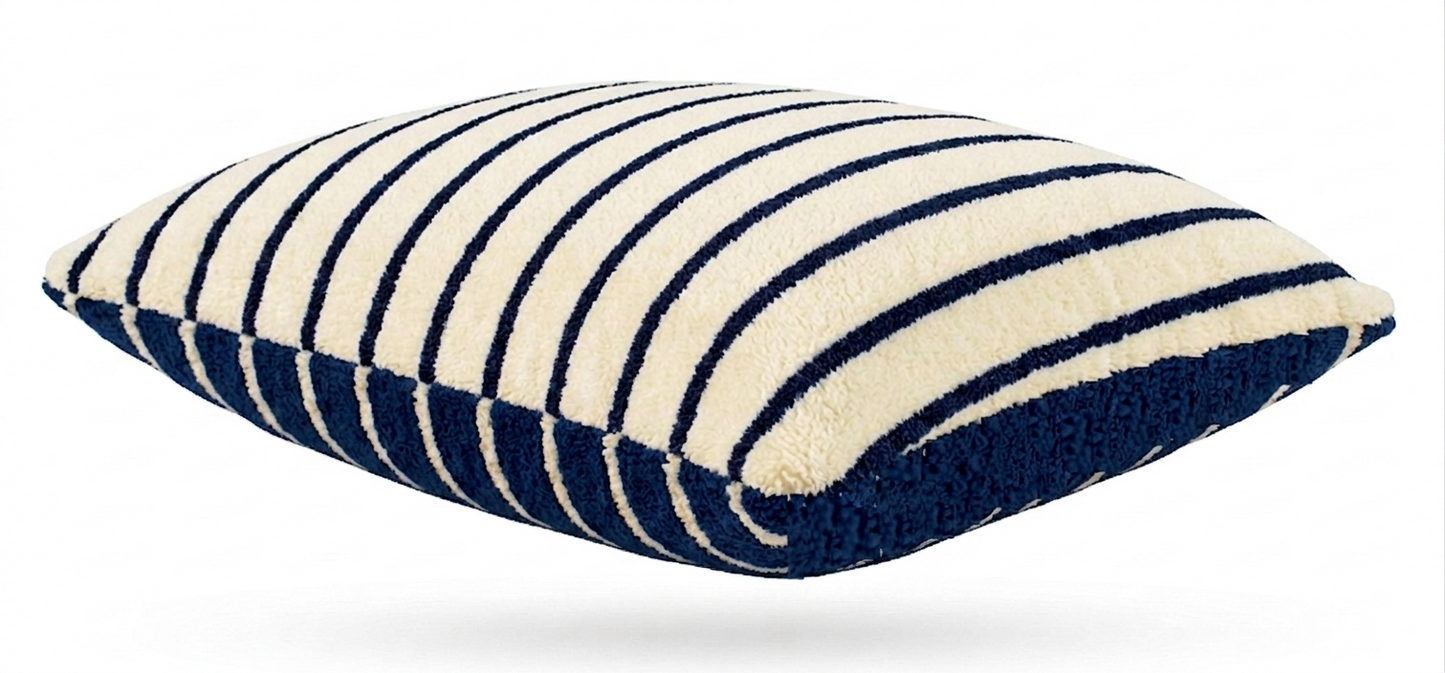 Large Indoor Outdoor Terry Striped Cushion | Water-Resistant Garden & Pool Pillow