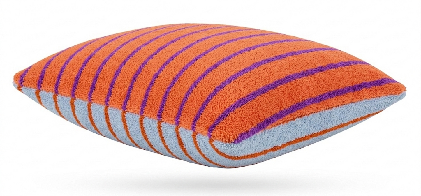 Large Indoor Outdoor Terry Striped Cushion | Water-Resistant Garden & Pool Pillow