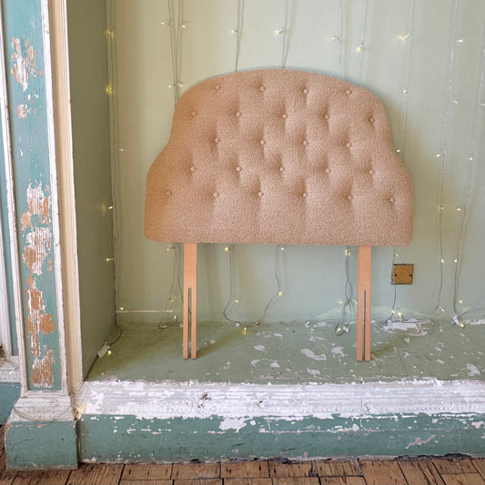 Taupe Boucle Wool Scallop Sustainable Headboard - Single