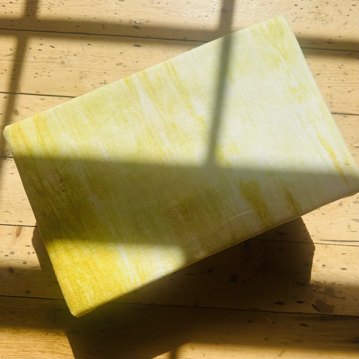 Sustainable Upholstered Studded Footstool in Marbled Lime Cotton