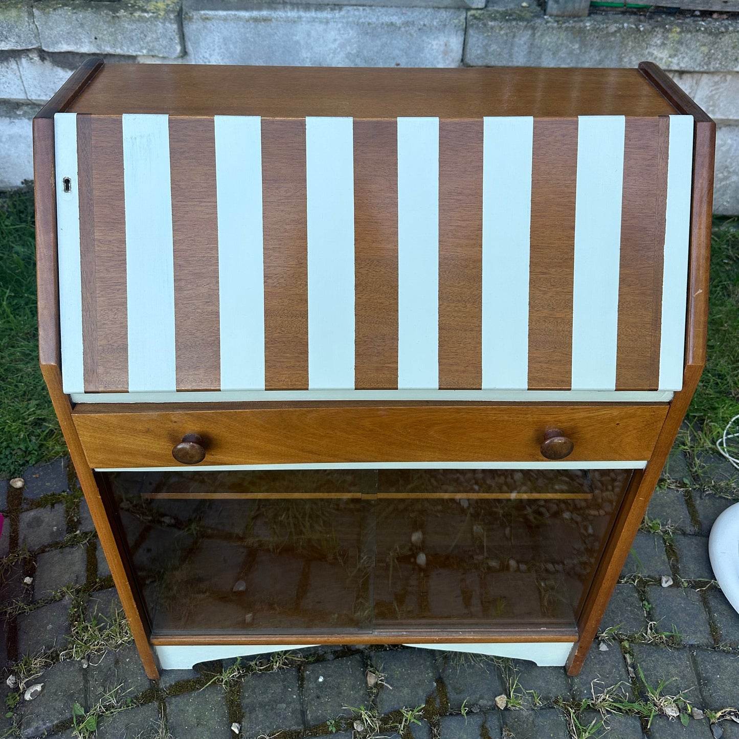 Mid Century Lebus Writing Bureau Desk Cabinet Vintage Teak 1960s Storage Cupboard