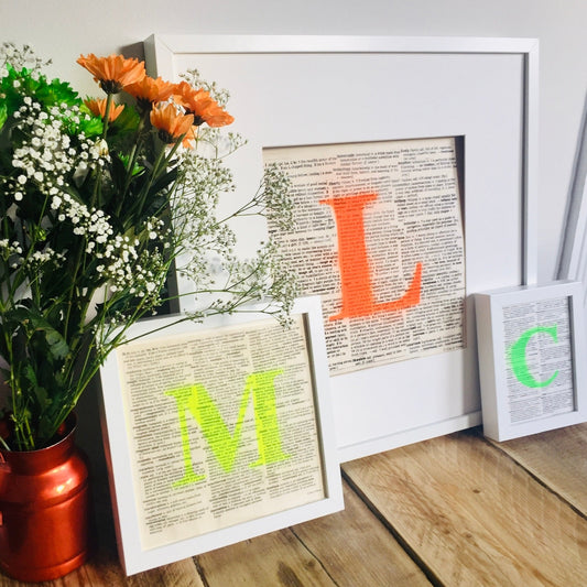 Recycled Neon Initial Typography Print