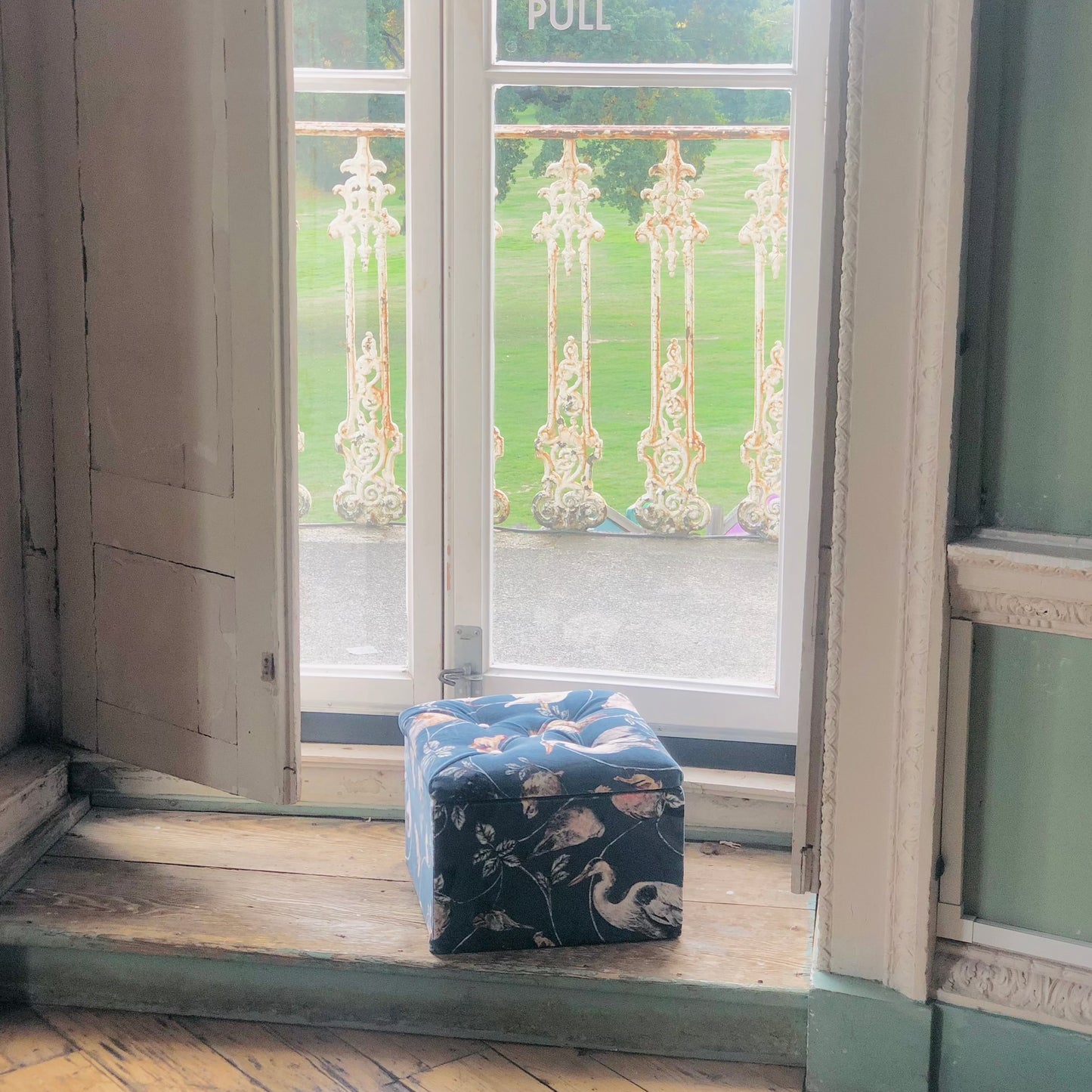 Upholstered Storage Footstool in House of Hackney "Flight of Fancy" velvet